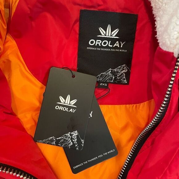 NWT Orolay Viral Upper East Side  Winter Coat Jacket Puffer Red XXS Down - Picture 6 of 9